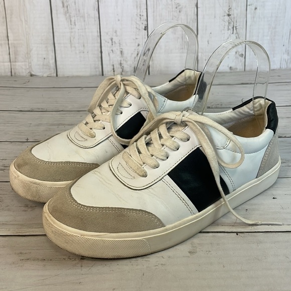Sam Edelman Black, White and Creamy Taupe Suede and Leather Trainers - Picture 2 of 14